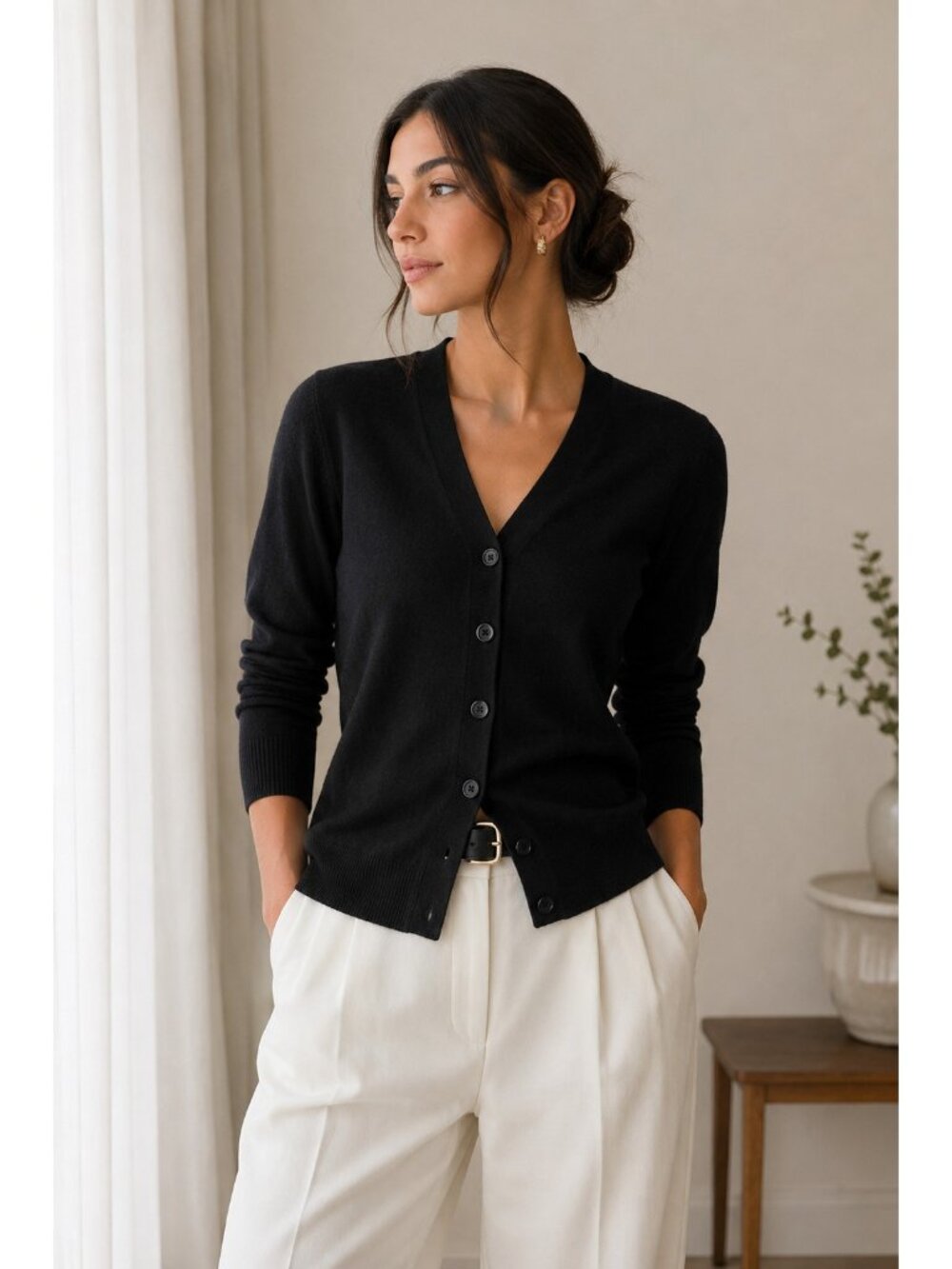 by Bloomingdale’s 100% Cashmere Black Long Cardigan Sweater Size L